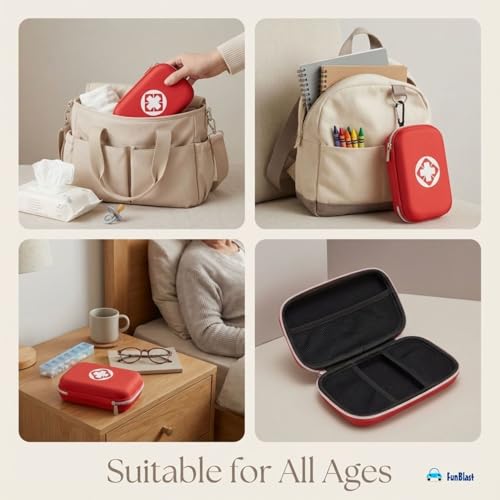 Image of FunBlast Canvas First Aid Pouch - Portable Medicine Bag for Travel, Medicine Storage Bag, Pill Organizer, Zippered Medicines Bag for School, Travel, Camping (Small)