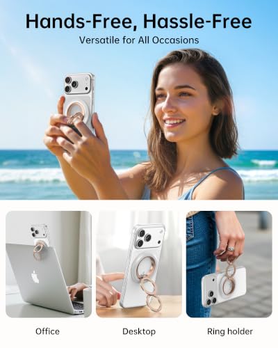 Image of SYNCWIRE Magnetic Phone Ring Holder, for MagSafe Phone Grip Stand Kickstand | 360 Rotation, Double-Sided Magnet, Cell Phone Grip Finger Holder, for iPhone 17 16 15 14 13 12 Pro Max, MagSafe Accessories