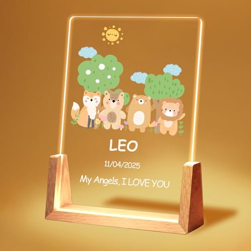 Fallover Lámpara Infantil Personalizada con Nombre, Luz Nocturna Bebe, Regalo Bautizo Niña Niño, Regalos Bebes Recien Nacidos Originales, Regalo de Cumpleaños, Ideas para Regalos Navidad, Style 19