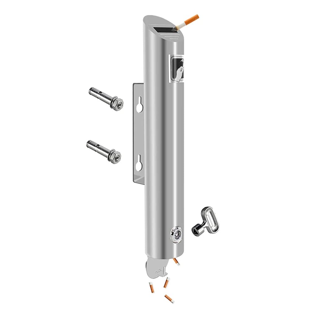 Stainless Steel Ashtray 2L Outdoor Wall Mounted Cigarette Lockable Large
