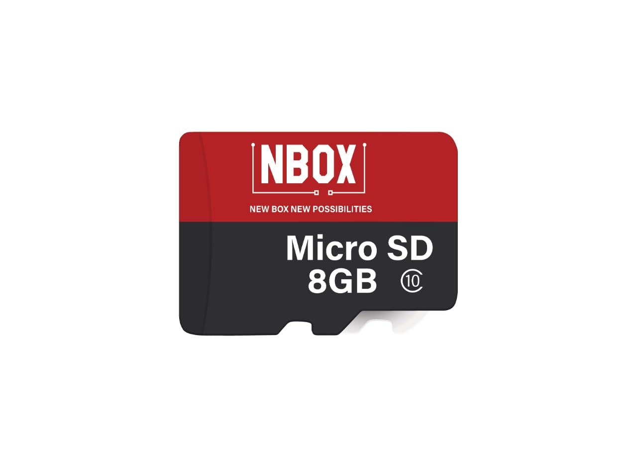 NBOX Micro SD Memory Card, 8GB, Class 10, High Speed Storage