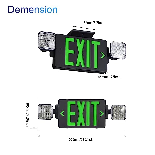 Image of TANLUX Black Housing Exit Sign with Emergency Lights, LED Emergency Exit Light with Battery Backup, UL Listed, AC 120 /277V, Commercial Emergency Lights Combo for Business - 6 Pack
