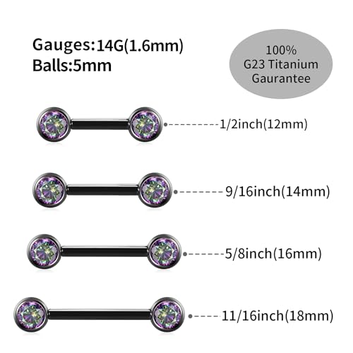 GAGABODY Titanium Nipple Rings Internally Threaded 14G Black 12mm Straight Vitrail Medium CZ Nipple Barbells by GAGABODY - Used condition - Image 3
