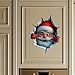 Christmas Creative Wall Sticker, Santa Claus Broken Wall Cartoon Design Christmas Decals, No Tools, Easy Apply, Realistic Easy-Peel Sticker, for Living Room Bedroom Office (A*3)