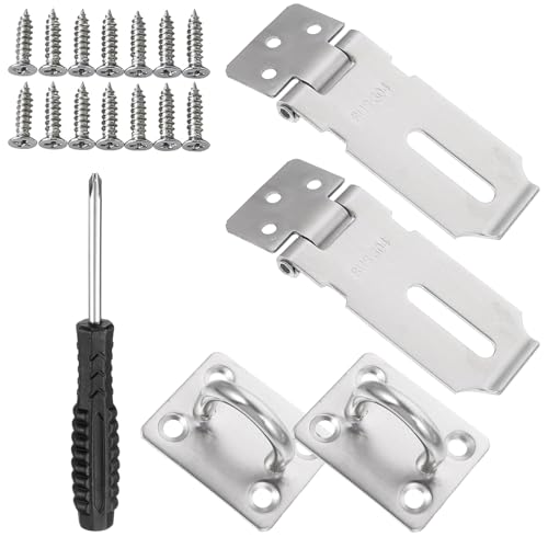 2 set 3 Pollici Chiavistello Lucchetto Porta Hasp Chiusura Porta, Chiavistello con Lucchetto, Chiavistello per Cancello, Acier Inoxydable Chiusura Lucchetto Hasp Serratura Della con Viti e cacciaviti