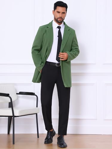 Image of Lars Amadeus Men's Trench Coat Notch Lapel Single Breasted Classic Long Pea Coats Overcoat