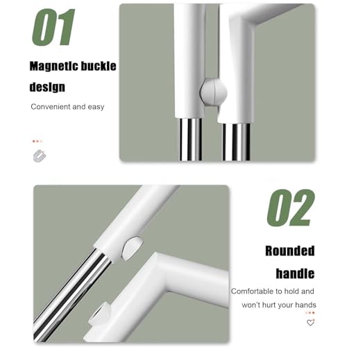 Upgrade Stand-Up-Besen- und Kehrschaufel-Set | um 180 Grad Drehbarer Besen | Selbstreinigend mit Kehrschaufelzähnen | Ideal für Den Heimgebrauch von Hunden, Katzen und Haustieren, Weiß – Bild 6