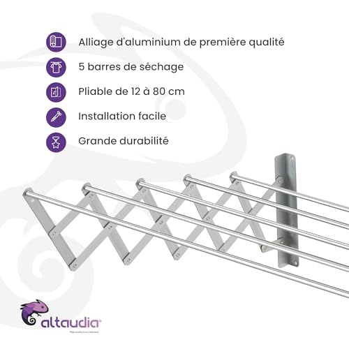 Séchoir mural rétractable 140cm de balcon extensible et compact - 4