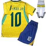 Gemtone #10 Kids Soccer Jersey Shirts Football Futbol Socks Set Youth Sizes (Yellow, 28 (10-11 Years Old))