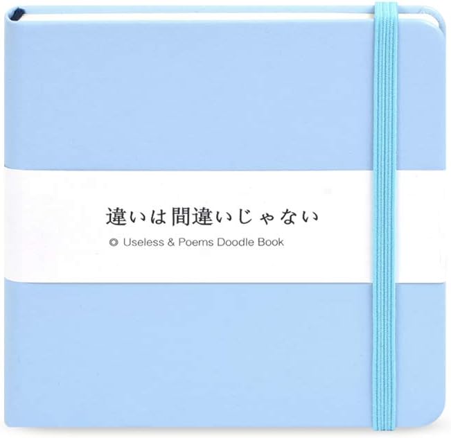 Mifuner Small Square 5x5 80gsm Mini Notebooks Blank Pages Sketchbooks Travel Journal Pocket Hardcover Paint Writing Notebook Blank Diary Memo Planner Sketchbook PU Leather Cover, Blue