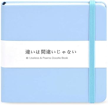 Mifuner Small Square 5x5 80gsm Mini Notebooks Blank Pages Sketchbooks Travel Journal Pocket Hardcover Paint Writing Notebook Blank Diary Memo Planner Sketchbook PU Leather Cover, Blue