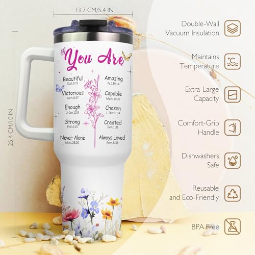 Christian Gifts for Women Faith - Inspirational Religious Birthday Gift for Women - Catholic Spiritual & Confirmation Bible Verses Gifts for Mom Daughter Sister Friends - 40Oz Christian Tumbler3