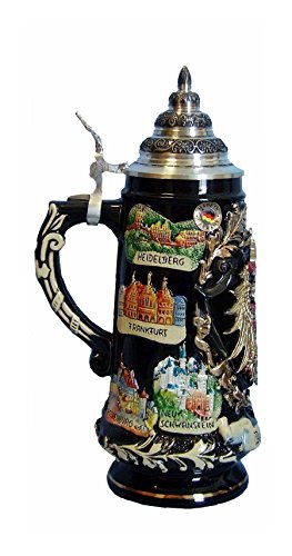Chope de bière allemande d'exception KING aigle d'or en grès