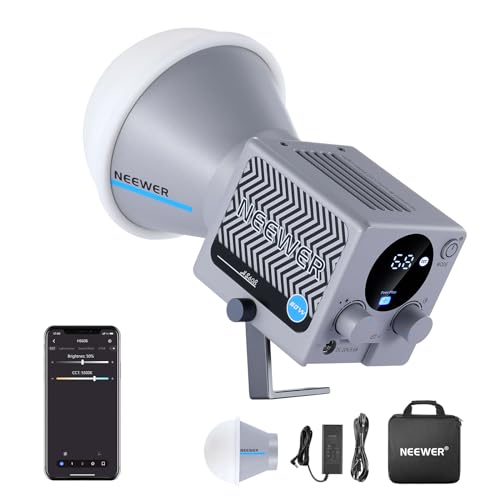 NEEWER HS60B Mini Luz Video con App Control, 60W Portátil Bicolor Iluminación COB LED Foco Lámpara Continua Estudio Fotográfico con 35000lux/1m 2700-6500K 0-100% PWM Atenuación CRI/TLCI 97+USB Tipo C