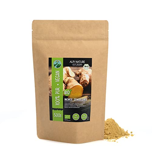 Alpi Nature  Gingembre biologique en poudre (500g), gingembre moulu issu de culture code EAN 4260632523209 
