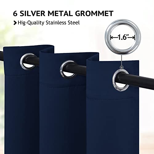 Image of COSVIYA Grommet Room Darkening Navy Blue Curtains 84 inch Long for Bedroom | Light Blocking Insulated Thermal Curtains for Living Room, Blackout Thick Polyester Window Drapes,42x84 inches, 2 Panels