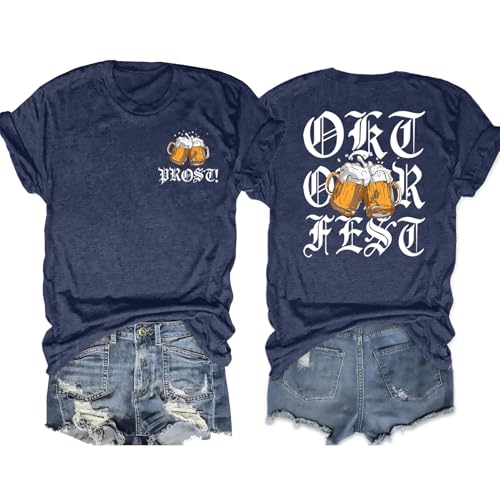 Oktoberfest Shirt for Women German Bavarian Octoberfest Festival T-Shirts Short Sleeve Graphic Tee Tops