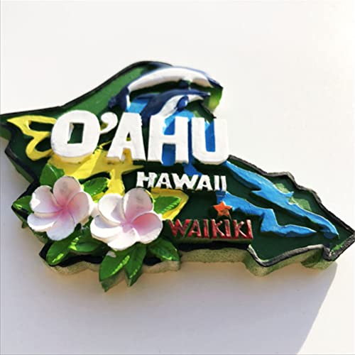 Imán decorativo para refrigerador O'ahu Waikiki Hawaii 3D miniatura 2
