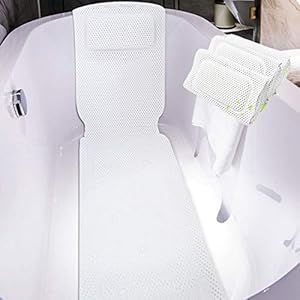GYBest Full Body Bath Pillow, 14″ x 49″ PVC Mesh Foam Bath Pillow Bath Mat with Non-Slip Suction Cups and Bathtub Pillow