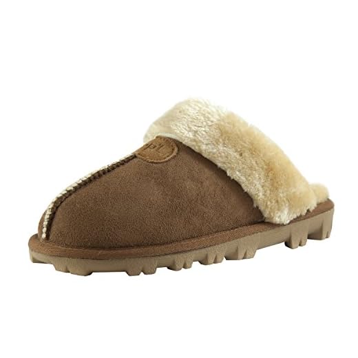 CLPP'LI Womens Slip on Faux Fur Warm Winter Mules Fluffy Suede Comfy Slippers-Tan-10