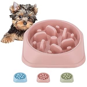 Dog Slow Feeder, Non-slip Puzzle Pet Slower Food Feeding Dishes, Durable Preventing Choking Fun Dog Bowl for Small and Medium Sized Dogs (PINK)
