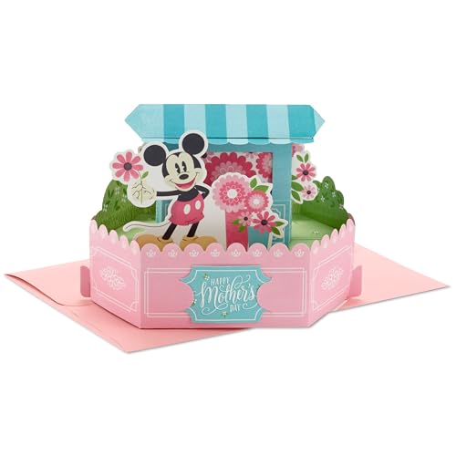 Hallmark Paper Wonder Mothers Day Pop Up Card (Mickey Mouse Flower Cart)