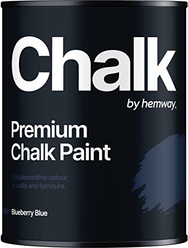 Hemway Bleu Myrtille Peinture Pour Meubles à Base de Craie 1L Mat Shabby Chic Maison Intérieur, DIY, Murs, Bois, Armoires, Portes, Tables, Chaises (17 Bleus & 116 Couleurs Disponibles)