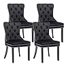 Kcc velvet dining chairs set of 4 upholstered high end tufted dining room chair with nailhead back ring pull trim solid wood legs nikki collection modern style for kitchen black  urban country home decor