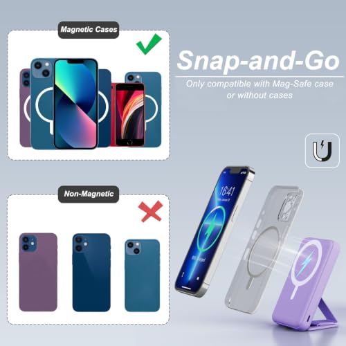 Image of AOGUERBE Magnetic Power Bank, 10000mAh Wireless Portable Charger with Stand | 22.5W PD Fast Charging for Magsafe Battery pack, LED Display, Travel Essential Magnetic Phone Charger for iPhone 17-12 Series