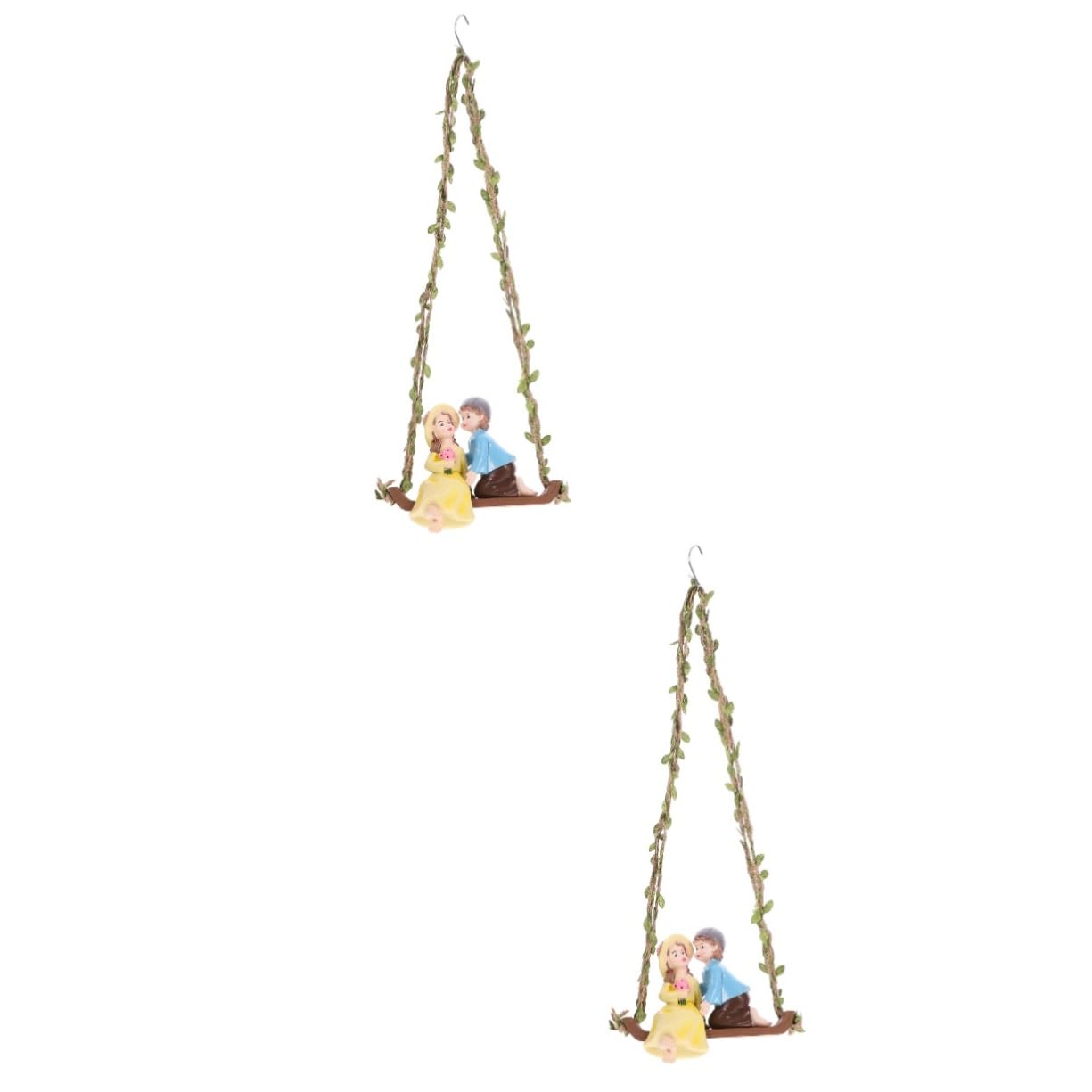 Statuette de jardin couple balançoire pour embellir une pelouse vide avec un ornement durable