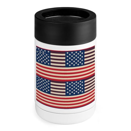 Glacière inox avec manchon silicone et motif drapeau américain pour bar et maison
