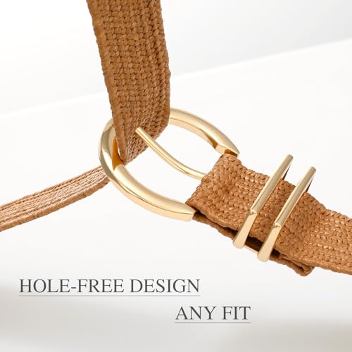 XZQTIVE Women Straw Woven Summer Belt for Dress Ladies Stretchy Elastic Raffia Rattan Boho Belt Fashion Waist Belts2