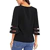 LookbookStore Women Tops for Summer 2023 Ladies Tops and Blouses Bell Sleeve Tops for Women Black Tops for Work Business 3/4 Sleeve Tops Womens Tops Dressy Casual Going Out Tops Size Large Size 12 14