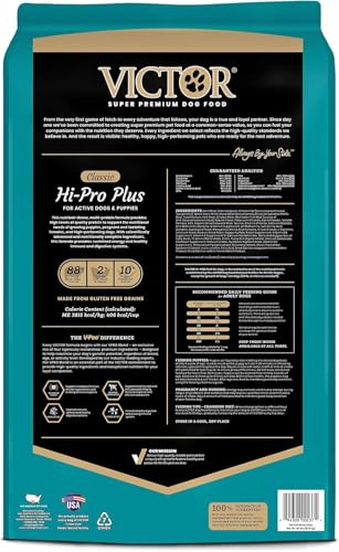 VICTOR Super Premium Dog Food – Hi-Pro Plus Dry Kibble – High Protein Dog Food with 30% Protein – Beef, Chicken, Pork, Fish Meals, Gluten Free - for