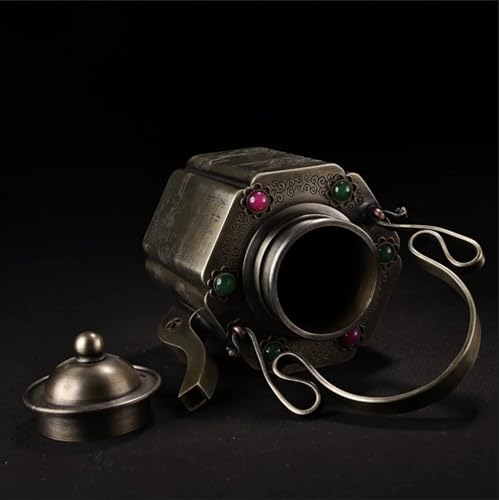 Elegant Vintage Chinese Teapot with White Copper Inlay and Gemstone Handle - Image 8