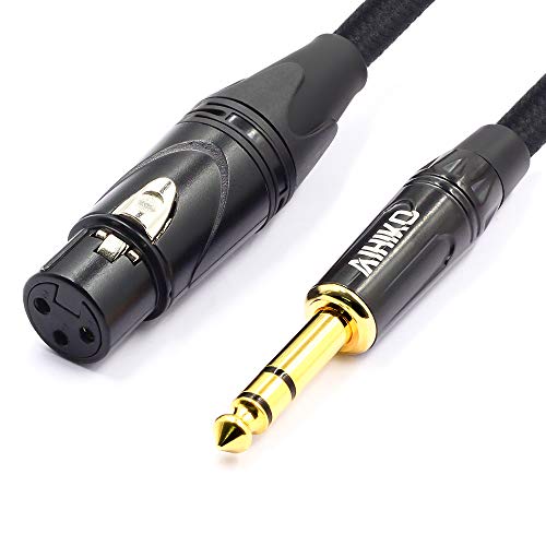 AIHIKO XLR to 1/4 Inch Microphone Cable TRS Mono Jack Lead Balanced Signal Interconnect Cord Female to Quarter inch Patch Cables - 10 Feet