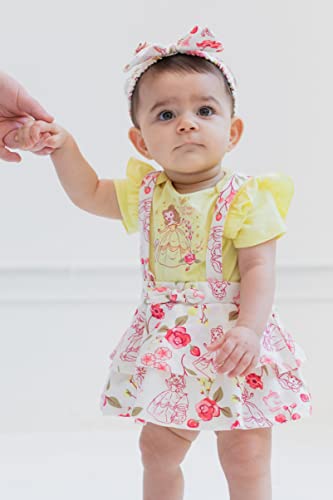 Disney Princess Belle Infant Baby Girls 3 Piece Outfit Set: Bodysuit French Terry Jumper Headband Yellow 18 Months #TOP1