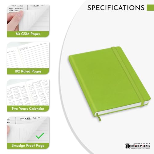 Image of Jhingalala Diaries - Hardbound Leather Cover Pocket Size Corporate Executive Diary Notebook I Pocket Diary For Men and Women I A6 Size I 80gsm Paper I 192 Ruled Pages (Parrot Green)