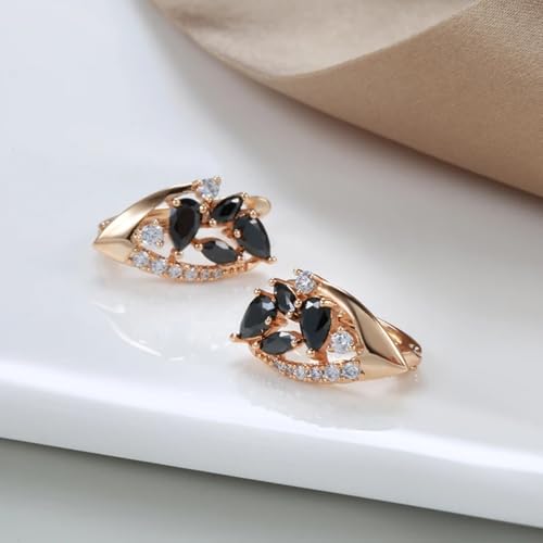 Boucles d'oreilles pendantes légères en zircon noir anti-allergie - 4