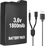 ROYEUEU Battery for Sony PSP 1000 1001: Model PSP-110 Replacement Battery Pack 3.6V 1800mAh for Sony PSP1000 PSP1001 PSP Fat with Charger Cable