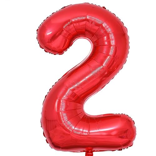 Number 2 Balloon Red Numbers Balloons 2 Birthday Party Foil Balloon 2 Decoration Support Helium-40inch