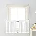 Zceconce White Linen Semi-Sheer Tier Curtains Privacy Textured for Kitchen 24 Inch Long for Kitchen Hotel Dining Room Total Size 72 Inch Wide (36"×24", White, Set of Two)