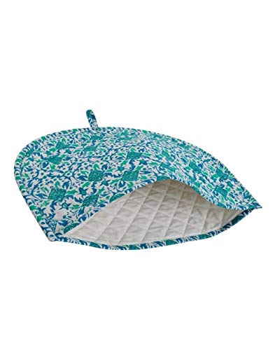 Image of Green Ombre Mandala Cotton Tea Cozy, 14x14x11 Inches, Hand Screen Printed, Insulated, Easy Storage Loop