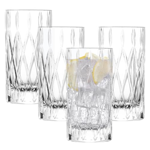 Schott Zwiesel Age Longdrinkglas (4er Set), modernes Longdrinkglas mit geriffeltem Relief, spülmaschinenfeste Kristallgläser (Art. Nr. 124301)