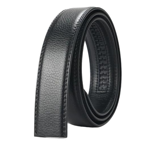 2 PCS Men's Leather Belts No Buckle Automatic Black Brown Waistband 3.5cm