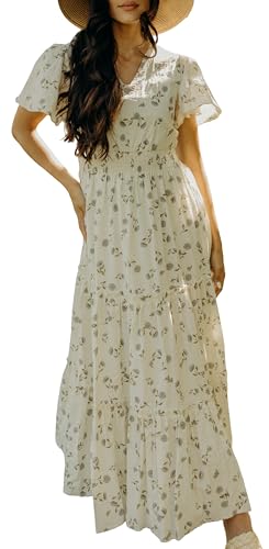 Amazon.com: Mikarose Women's The Eden Flutter Sleeve Tiered Empire Waist  Modest Maxi Dress (Lavender Hydrangea, Medium) : Clothing, Shoes & Jewelry