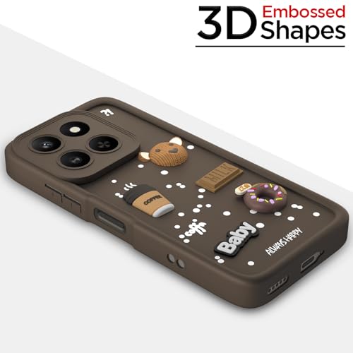 Image of Pikkme Back Cover for Honor X7d 5G | 3D Bear Silicone Cute & Fun Coffee Cartoon | Full Body Protection Bumper Case (Brown)