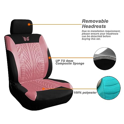 BESULEN Front Car Seat Covers, 2 Pack Butterfly Automotive Seat Protectors, Car Interior Accessories, Soft & Breathable, Premium Non-Slip Seat Covers for Van, SUV, Truck, Pickup (Pink) by BESULEN - Used condition - Image 3