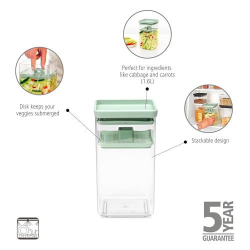 Bocal de fermentation plastique étanche Brabantia 1,6L avec disque de pression