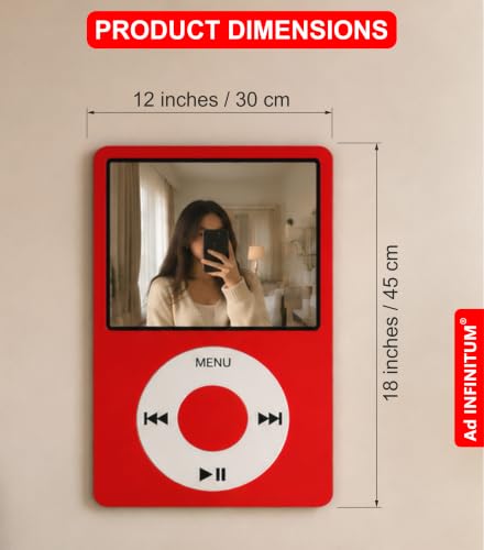 Image of AD INFINITUM Multilayer Wooden Wall Art With Mirror Hanging Decor for Contemporary Home, Bedroom, Living Room, Office etc., (i POD RED)